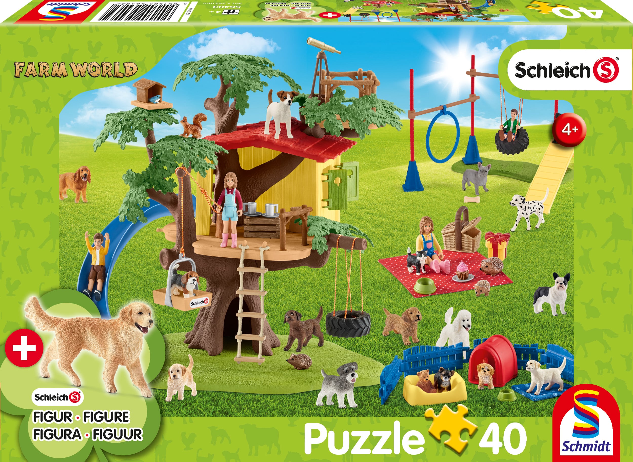 Schleich A Day at the Farm 40 piece jigsaw with two Schleich Figures 
